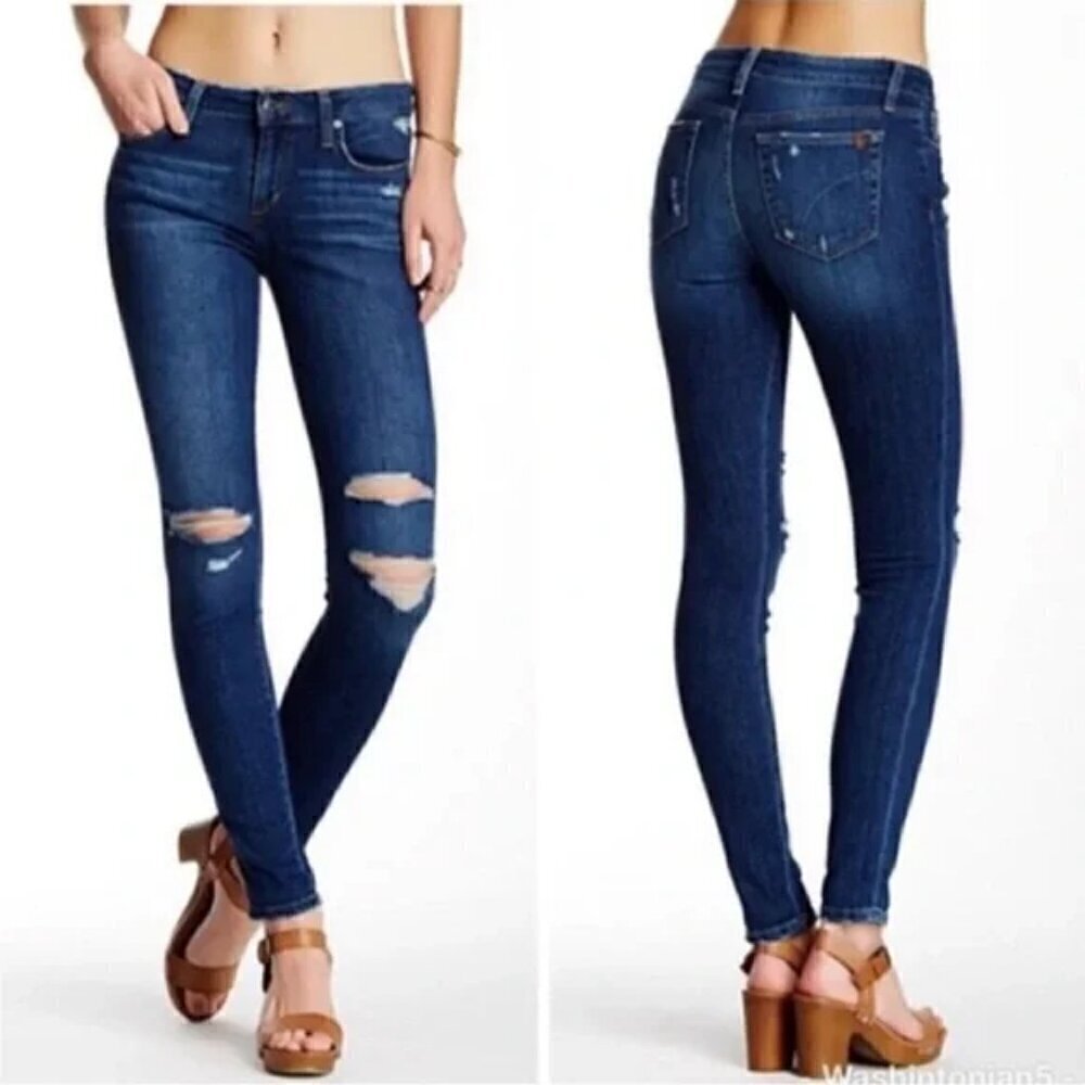 Joes’ Jeans Vidika Skinny Distressed Denim Jeans size 27 Dark Indigo Wash